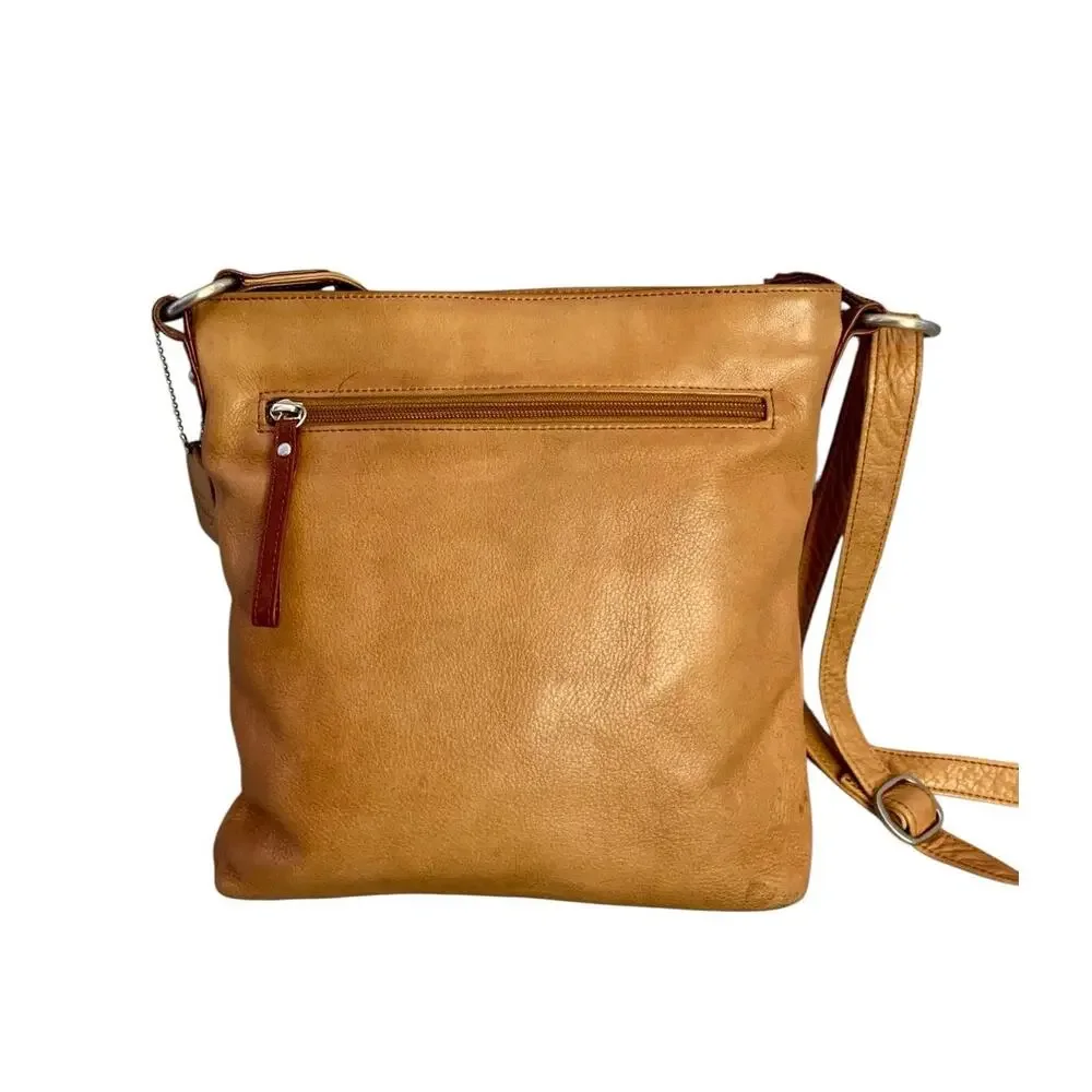 Osgoode Marley Crossbody Leather Shoulder Bag, Tan and Coffee, Slim, Adjustable